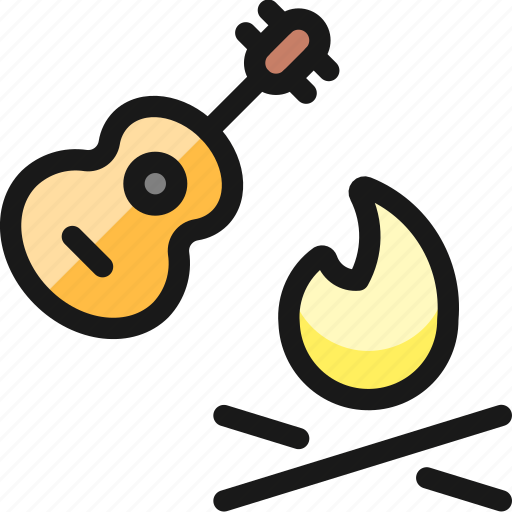 Outdoors, camp, fire, guitar icon - Download on Iconfinder