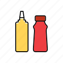 bottle, container, food, ketchup, mustard, packaging, packing