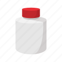 bottle, cartoon, container, jar, lid, plastic, white