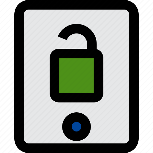 Tablet, unlock, padlock, security, system, mobile, phone icon - Download on Iconfinder