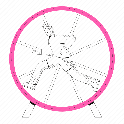 Running, wheel, 404 error, page error, error, empty state, fitness illustration - Download on Iconfinder