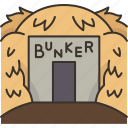 bunker, hugging, battle, field, safety