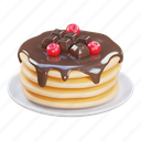 pancake, cake, sweet, dessert, chocolate, delicious, cherry 