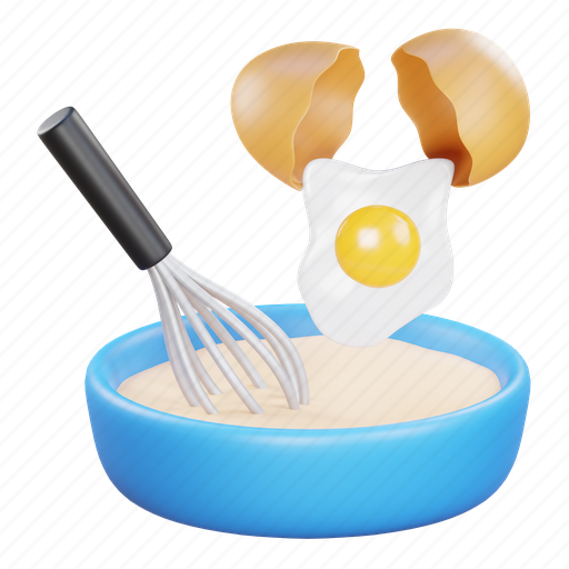 Egg, pancake, cake, dough, mix, baker, chicken 3D illustration - Download on Iconfinder