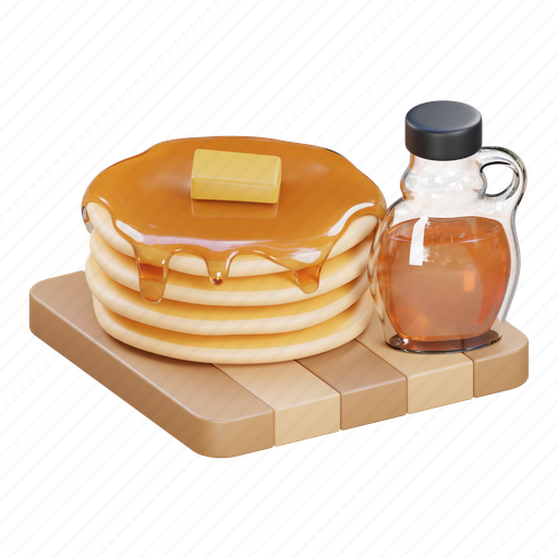 Pancake, cake, maple, syrup, sweet, dessert, delicious 3D illustration - Download on Iconfinder