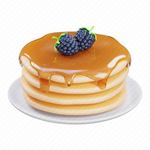 Pancake, cake, sweet, dessert, honey, delicious, raspberry 3D illustration - Download on Iconfinder