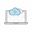 cloud, content upload, data, laptop, publish, server