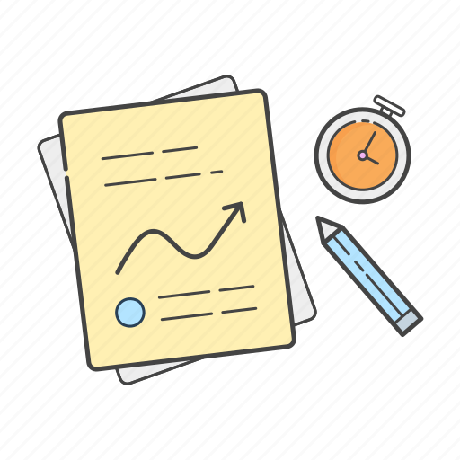 Notes, report, timer, analytics, files, graph, statistics icon - Download on Iconfinder