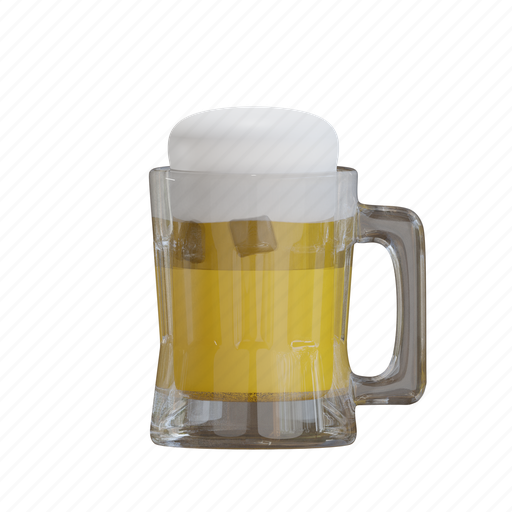 Beer glasses, mug, beer, glass, alcohol, drink, beverage 3D illustration - Download on Iconfinder