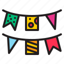 flags, birthday, anniversry, party, celebration