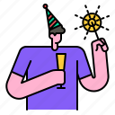 man, party, sparkle, new, year, firework, celebration, birthday, celebrate 
