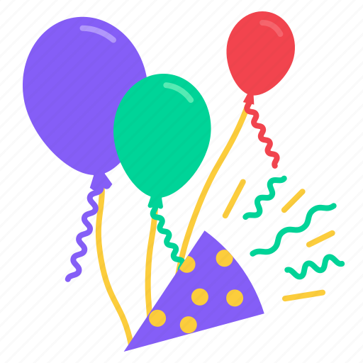 Balloon, confetti, balloons, celebration, fun, decoration, birthday icon - Download on Iconfinder