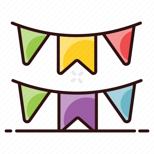 Banners, buntings, decoration, garlands, party flag, streamers icon - Download on Iconfinder