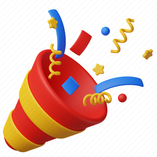 Confetti, party, decoration, birthday, popper, fun, holiday 3D illustration - Download on Iconfinder