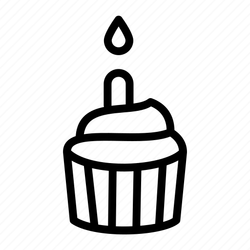 Candle, cupcake, lit, party icon - Download on Iconfinder