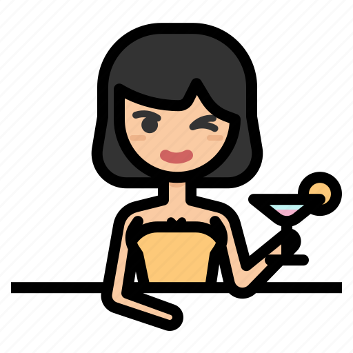 Party, celebration, woman, drink, alcohol, wink, night club icon - Download on Iconfinder