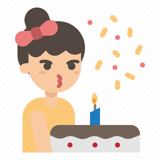 Party, birthday, cake, girl, blow, candle icon - Download on Iconfinder