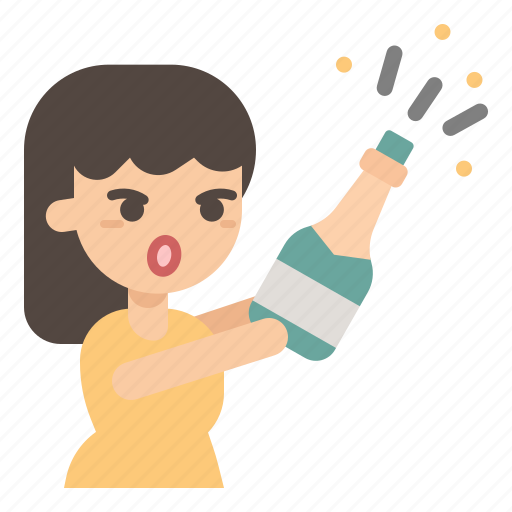 Party, celebration, champagne, bottle, woman, new year icon - Download on Iconfinder