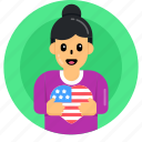 patriotic woman, patriotic girl, patriotic female, patriotic lady, avatar