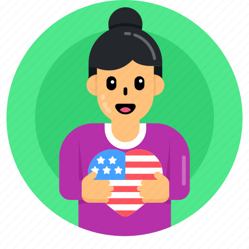 Patriotic woman, patriotic girl, patriotic female, patriotic lady, avatar icon - Download on Iconfinder