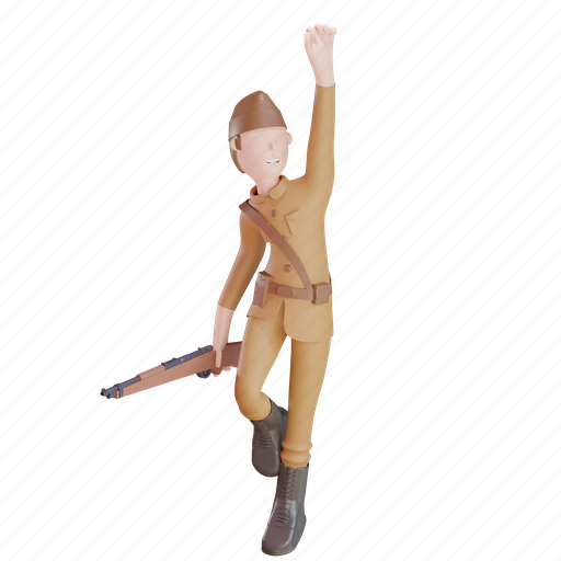 Pahlawan, patriot, veteran, pejuang, 17 agustus, 10 november, army 3D illustration - Download on Iconfinder