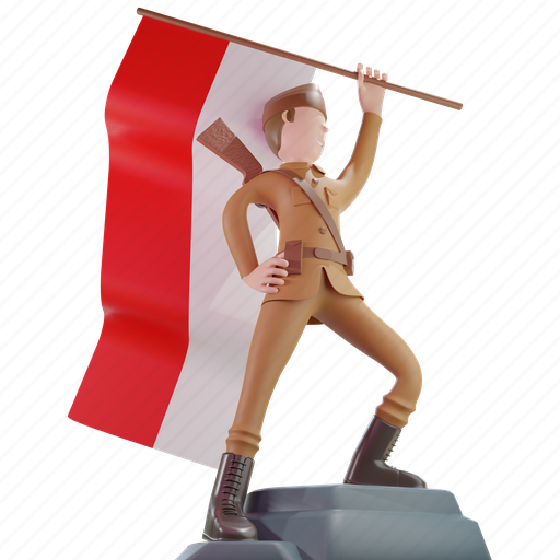 Pahlawan, patriot, veteran, pejuang, 17 agustus, 10 november, army 3D illustration - Download on Iconfinder