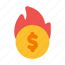 burning, burn, money, coin, business, and, finance