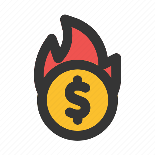 Burning, burn, money, coin, business, and, finance icon - Download on Iconfinder