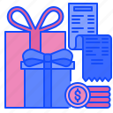 gift, box, payment, commerce, shopping, receipt, bill
