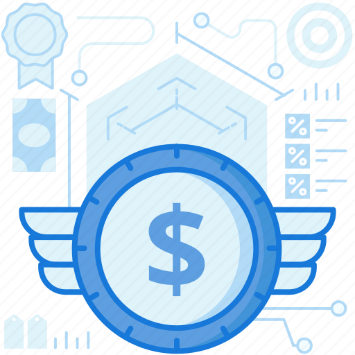 Banking, coin, dollar, finance, payment, wings icon - Download on Iconfinder