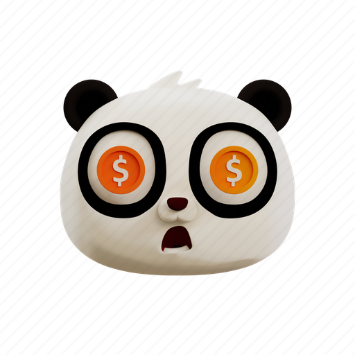 Cute, panda, dollar, emoji, emoticon, currency, cartoon 3D illustration - Download on Iconfinder