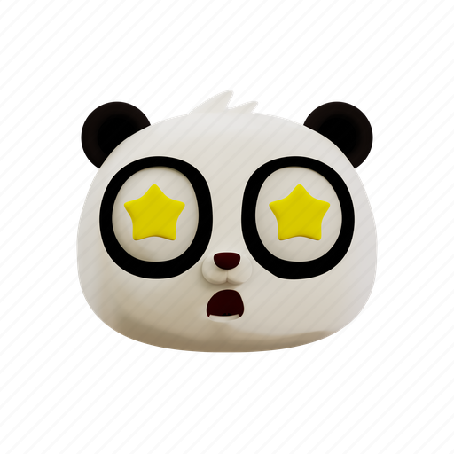 Cute, panda, star, emoji, award, avatar, face 3D illustration - Download on Iconfinder
