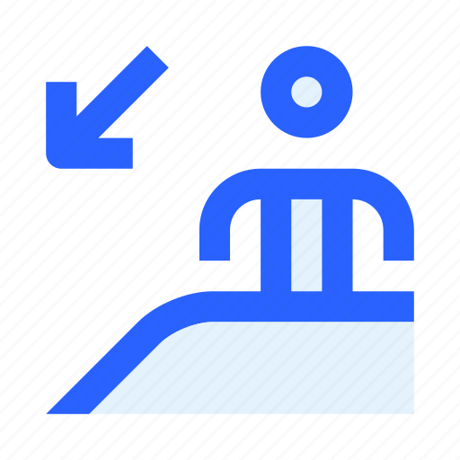 Down, escalator, human, mall, metro, people icon - Download on Iconfinder