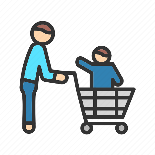 Father son shopping, ecommerce, shop, cart, sale, online, store icon - Download on Iconfinder