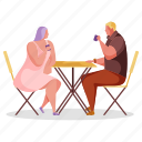 relationships, character, builder, date, man, woman, table, furniture, chair 