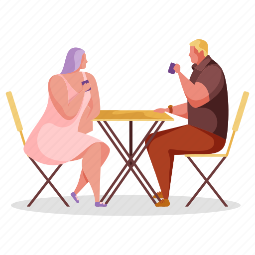 Relationships, character, builder, date, man, woman, table illustration - Download on Iconfinder