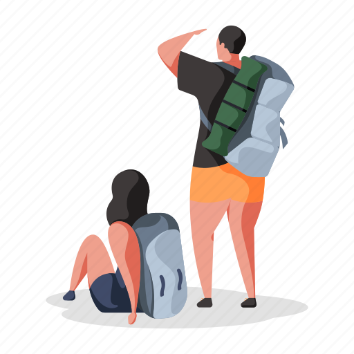 Travel, character, builder, couple, man, woman, explore illustration - Download on Iconfinder