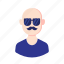 avatar, bald, boy, glasses, man, millennial, mustache 