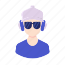 avatar, boy, glasses, hat, headphone, man, millennial