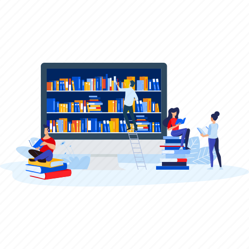 People, reading, book, school, learning, bookstore, library illustration - Download on Iconfinder