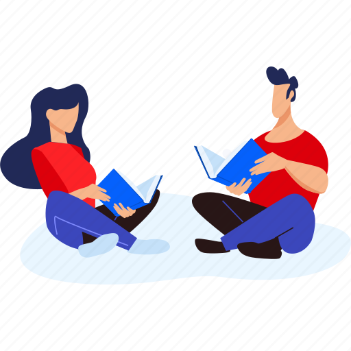 People, reading, book, school, study, learning, library illustration - Download on Iconfinder