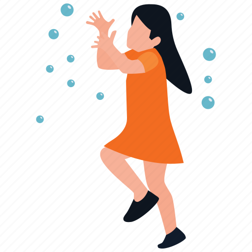 Bubble playing, childhood activities, park amusement, park fun, playing girl illustration - Download on Iconfinder
