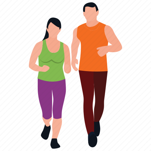 Couple jogging, fitness exercise, healthy exercise, jogging, physical exercise, running illustration - Download on Iconfinder