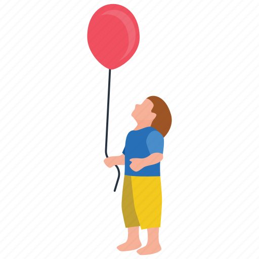 Holding balloon, kid playing, outdoor fun, park amusement, park game illustration - Download on Iconfinder