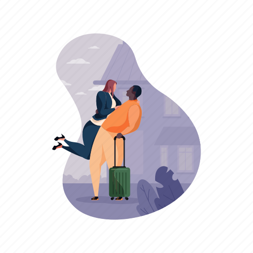 Couple, woman, in, relationships, man, romance, suitcase illustration - Download on Iconfinder