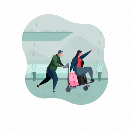 Travel, character, builder, couple, man, woman, luggage illustration - Download on Iconfinder