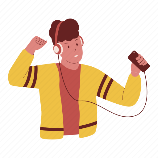 People, with, headset, earphone, music, happy, character illustration - Download on Iconfinder