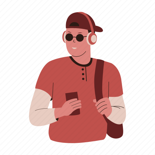 People, with, headset, earphone, music, happy, character illustration - Download on Iconfinder
