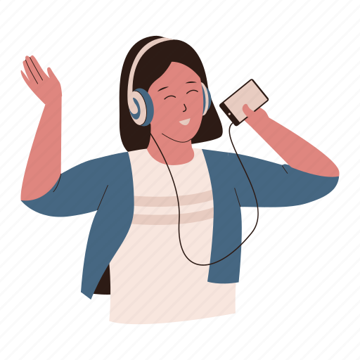 People, with, headset, wearphone, music, happy, character illustration - Download on Iconfinder
