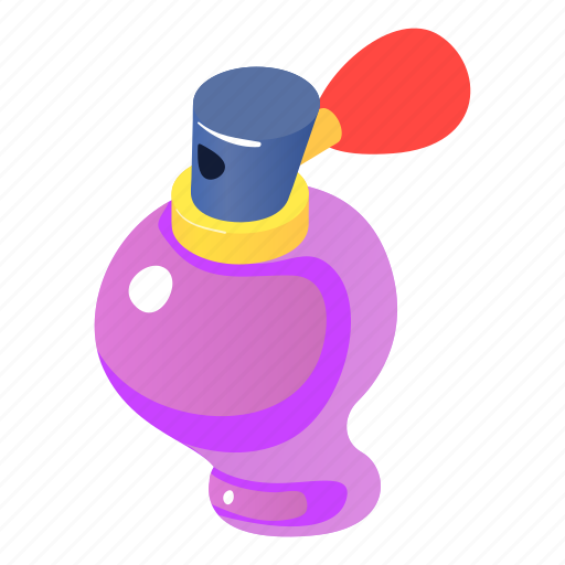 Bottle, cosmetic, glass, isometric, object, perfume, purple icon - Download on Iconfinder